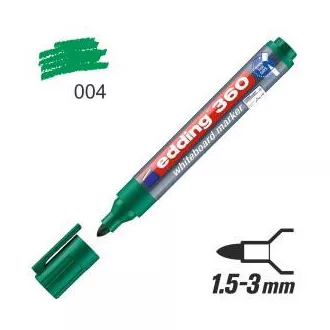 Marker Edding 360 na białej tablicy, zielona okrągła końcówka 1,5-3mm