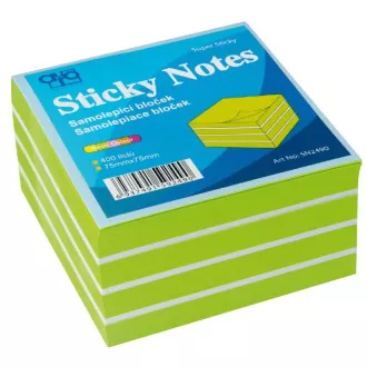 Podkładka samoprzylepna 75x75mm zielono-biała neon 400 arkuszy Auro