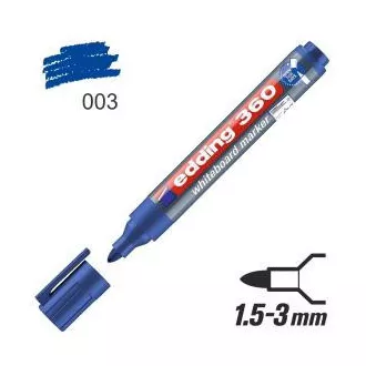 Marker Edding 360 na białej tablicy, niebieska okrągła końcówka 1,5-3mm