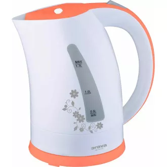 Czajnik elektryczny Orava VK-3417 P, 2000 W, 1,7 l, automatyczne wyłączanie, biały/pomarańczowy