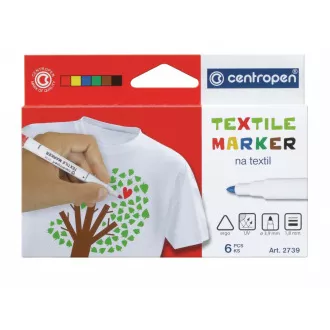 Marker Centropen 2739/6 do tekstyliów 6 kolorów końcówka cylindryczna 3,5 mm