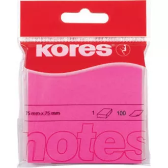 Bloczek samoprzylepny 75x75mm różowy neon 100 arkuszy Kores Bloczek samoprzylepny 75x75mm różowy neon 100 arkuszy Kores