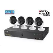 iGET HOMEGUARD HGNVK85304 System kamer PoE z inteligentną detekcją ruchu, 8-kanałowy rejestrator NVR FullHD   4x kamera zewnętrzna FullHD