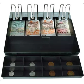 Virtuos oddzielny plastikowy segregator 4/8, metalowe etui na banknoty