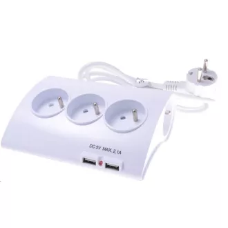 PREMIUMCORD Przedłużacz 230V 1, 5m 5 gniazd włącznik 2x USB 2A