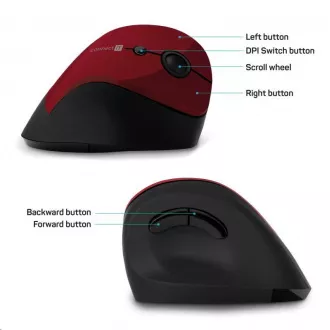 CONNECT IT FOR HEALTH ergonomiczna mysz pionowa (+ 1x baterie AA gratis), bezprzewodowa, czerwona CONNECT IT FOR HEALTH ergonomiczna mysz pionowa (+ 1x baterie AA gratis), bezprzewodowa, czerwona