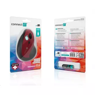 CONNECT IT FOR HEALTH ergonomiczna mysz pionowa (+ 1x baterie AA gratis), bezprzewodowa, czerwona CONNECT IT FOR HEALTH ergonomiczna mysz pionowa (+ 1x baterie AA gratis), bezprzewodowa, czerwona