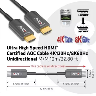 Kabel Club3D Ultra Fast HDMI™ z certyfikatem AOC 8K60Hz, 4K120Hz, 10m