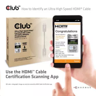 Kabel Club3D Ultra Fast HDMI™ z certyfikatem AOC 8K60Hz, 4K120Hz, 10m