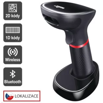 Czytnik 2D Virtuos CCD Virtuos HW-855A, bezprzewodowy, baza, USB, czarny