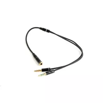 GEMBIRD Jack 3, 5mm (4-biegunowy) do 2x3, 5mm F/M, metalowe końcówki, 20cm, czarny