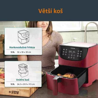 Cosori CP158-AF PREMIUM - frytownica na gorące powietrze 5,5 l 5x szaszłyki i grill. ruszt, czerwony Cosori CP158-AF PREMIUM - frytownica na gorące powietrze 5,5 l 5x szaszłyki i grill. ruszt, czerwony