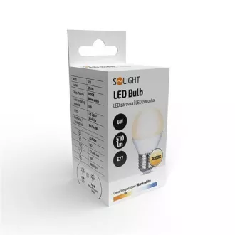 Żarówka LED Solight, miniglob, 6W, E27, 3000K, 510lm