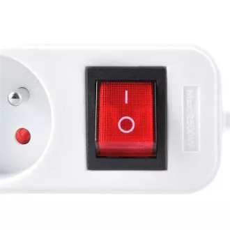 Przedłużacz Solight, 4 gniazda, biały, przełącznik, 2m Przedłużacz Solight, 4 gniazda, biały, przełącznik, 2m