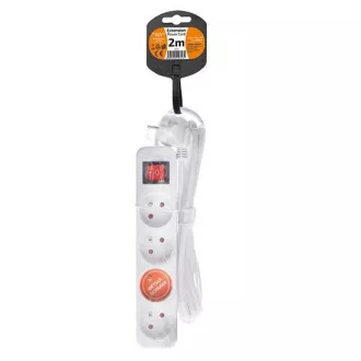 Przedłużacz Solight, 4 gniazda, biały, przełącznik, 2m Przedłużacz Solight, 4 gniazda, biały, przełącznik, 2m