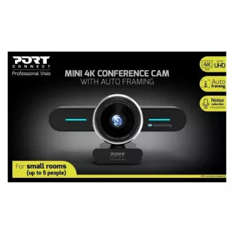 Mini kamera konferencyjna PORT, 4K, automatyczne kadrowanie, stereo, czarna