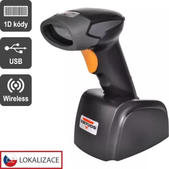 Czytnik CCD Virtuos HW-311A, bezprzewodowy, baza USB, czarny