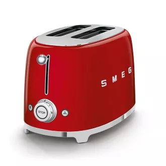 Smeg TSF01RDEU toster/piekarnik, 2 tostery, 6 poziomów opiekania, szuflada na okruchy, styl lat 50-tych, czerwony
