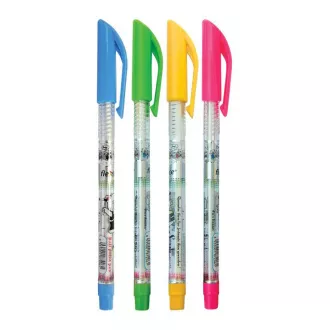Pióro kulkowe jednorazowe Flexoffice Simply Crocus plastikowe FO-018 0,38mm niebieski korpus przezroczysty