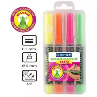 Highlighter Centropen 8542/4 Highlighter Flexi 4 kolory końcówka klinowa 1-5mm