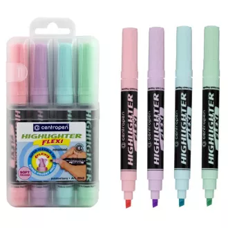 Highlighter Centropen 8542/4 Highlighter Flexi Delikatny pastel 4 kolory końcówka klinowa 1-5mm