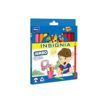Trójkątne kredki MFP Jumbo. 12 sztuk + temperówka