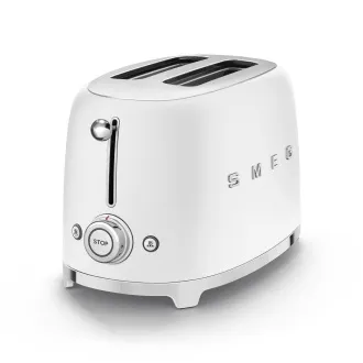 Smeg TSF01WHMEU toster / opiekacz, 2 tostery, 6 poziomów opiekania, szuflada na okruchy, styl. 50s, matowy biały