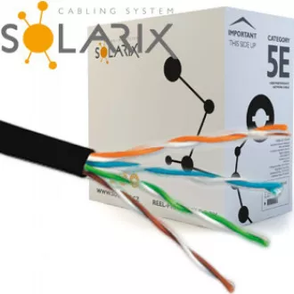 Kabel instalacyjny Solarix do zastosowań zewnętrznych UTP, Cat5E, drut, PE, puszka 305m SXKD-5E-UTP-PEG Kabel instalacyjny Solarix do zastosowań zewnętrznych UTP, Cat5E, drut, PE, puszka 305m SXKD-5E-UTP-PEG