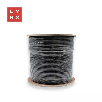 LYNX FTP kabel Cat6, PE (Fca), całkowicie spawany, zewnętrzny, czarny, zwój 305m LYNX FTP kabel Cat6, PE (Fca), całkowicie spawany, zewnętrzny, czarny, zwój 305m