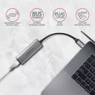 Karta sieciowa AXAGON ADE-25RC USB-C 3.2 Gen 1 - 2.5 Gigabit Ethernet, Realtek 8156, automatyczna instalacja, szara