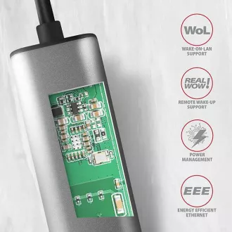 Karta sieciowa AXAGON ADE-25RC USB-C 3.2 Gen 1 - 2.5 Gigabit Ethernet, Realtek 8156, automatyczna instalacja, szara