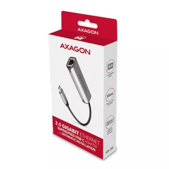 Karta sieciowa AXAGON ADE-25RC USB-C 3.2 Gen 1 - 2.5 Gigabit Ethernet, Realtek 8156, automatyczna instalacja, szara