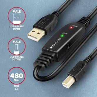 AXAGON ADR-220B, aktywny kabel krosowy USB 2.0 A-M -> B-M, 20 m