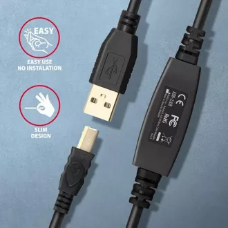 AXAGON ADR-220B, aktywny kabel krosowy USB 2.0 A-M -> B-M, 20 m