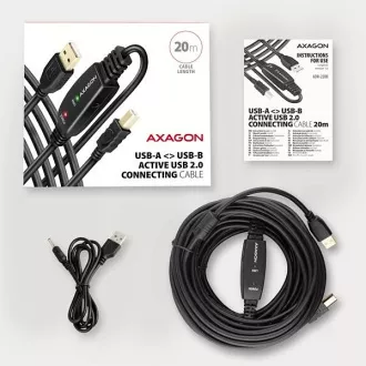 AXAGON ADR-220B, aktywny kabel krosowy USB 2.0 A-M -> B-M, 20 m