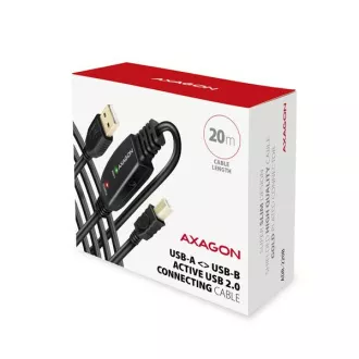 AXAGON ADR-220B, aktywny kabel krosowy USB 2.0 A-M -> B-M, 20 m