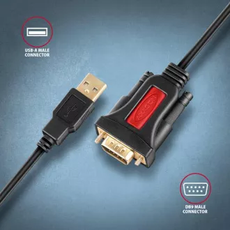AXAGON ADS-1PSN, adapter / kabel szeregowy USB-A 2.0 do RS-232 DB9-M Prolific 1,5 m