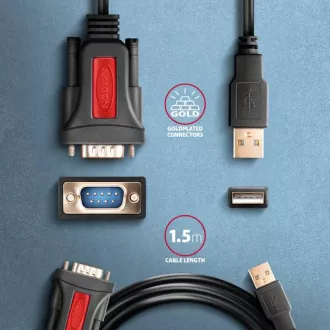 AXAGON ADS-1PSN, adapter / kabel szeregowy USB-A 2.0 do RS-232 DB9-M Prolific 1,5 m