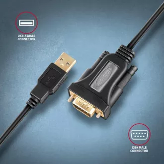 AXAGON ADS-1PQN, adapter / kabel USB-A 2.0 do szeregowego RS-232 DB9-M FTDI 1,5 m