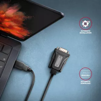 AXAGON ADS-1PQN, adapter / kabel USB-A 2.0 do szeregowego RS-232 DB9-M FTDI 1,5 m