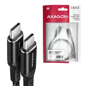 AXAGON BUCM-CM15AB, kabel HQ USB-C <-> USB-C, 1,5 m, USB 2.0, PD 60W 3A, ALU, oplot, czarny AXAGON BUCM-CM15AB, kabel HQ USB-C <-> USB-C, 1,5 m, USB 2.0, PD 60W 3A, ALU, oplot, czarny