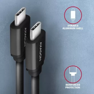 AXAGON BUCM-CM20TB, kabel TWISTER USB-C <-> USB-C, 1,1 m, USB 2.0, PD 60W 3A, ALU, tpe, czarny