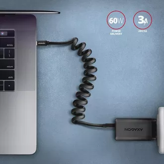 AXAGON BUCM-CM20TB, kabel TWISTER USB-C <-> USB-C, 1,1 m, USB 2.0, PD 60W 3A, ALU, tpe, czarny