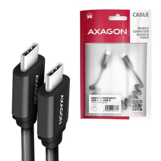 AXAGON BUCM-CM20TB, kabel TWISTER USB-C <-> USB-C, 1,1 m, USB 2.0, PD 60W 3A, ALU, tpe, czarny