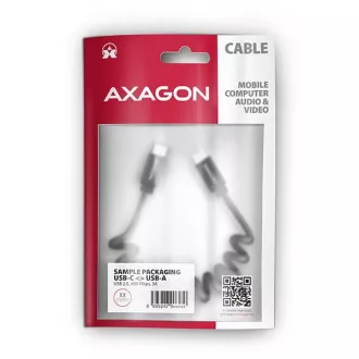 AXAGON BUCM-CM20TB, kabel TWISTER USB-C <-> USB-C, 1,1 m, USB 2.0, PD 60W 3A, ALU, tpe, czarny