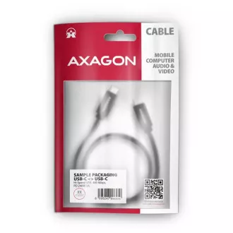 AXAGON BUCM2-CM30AB, kabel CHARGE USB-C <-> USB-C, 3m, Hi-Speed USB, PD 240W 5A, ALU, oplot, czarny