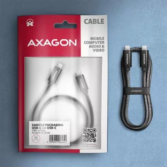 Kabel AXAGON BUCM4X-CM10AB NewGEN  USB-C <-> USB-C, 1m, USB4 Gen 3×2, PD 240W 5A, 8K HD, ALU, oplot, czarny