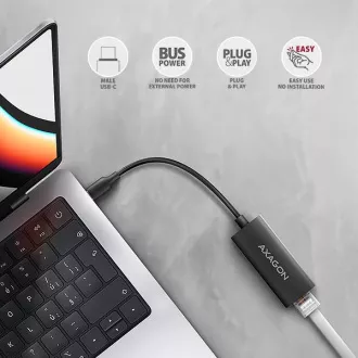 AXAGON ADE-ARC, USB-C 3.2 Gen 1 - karta sieciowa Gigabit Ethernet, Realtek 8153, automatyczna instalacja