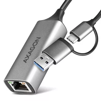 AXAGON ADE-TXCA, USB-C   USB-A 3.2 Gen 1 - karta sieciowa Gigabit Ethernet, Asix AX88179, automatyczna instalacja