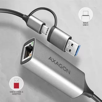AXAGON ADE-TXCA, USB-C   USB-A 3.2 Gen 1 - karta sieciowa Gigabit Ethernet, Asix AX88179, automatyczna instalacja